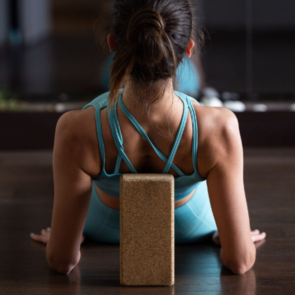 Yoga block in use